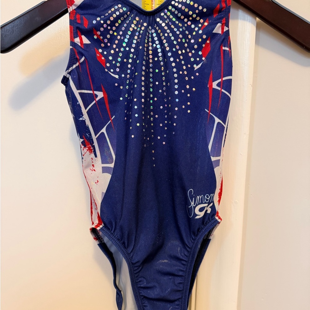GK Simone Biles Patriotic Firecracker Performance Gymnastics Leotard CM (7/8)